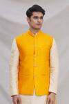 Shop_Arihant Rai Sinha_Beige Silk Kurta Set With Bundi_Online_at_Aza_Fashions