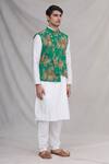 Arihant Rai Sinha_Green Printed Bundi With Kurta Set_Online_at_Aza_Fashions
