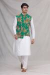 Buy_Arihant Rai Sinha_Green Printed Bundi With Kurta Set_Online_at_Aza_Fashions