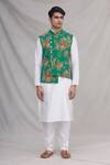 Shop_Arihant Rai Sinha_Green Printed Bundi With Kurta Set_Online_at_Aza_Fashions