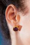 Shop_Zariin_Gold Plated Stones Stud Earrings _at_Aza_Fashions