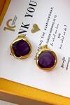 Buy_Zariin_Gold Plated Stones Stud Earrings _Online_at_Aza_Fashions