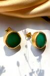 Zariin_Gold Plated Stones Stud Earrings _Online_at_Aza_Fashions