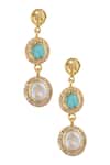 Buy_Zariin_Gold Plated Crystals, Pearls, Stones Tiered Studded Danglers _at_Aza_Fashions