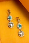 Buy_Zariin_Gold Plated Crystals, Pearls, Stones Tiered Studded Danglers _Online_at_Aza_Fashions