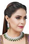 Shop_Auraa Trends_Silver Plated Diamonds, Stones Studded Necklace Set_at_Aza_Fashions
