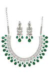 Buy_Auraa Trends_Silver Plated Diamonds, Stones Studded Necklace Set_at_Aza_Fashions