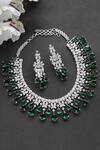 Buy_Auraa Trends_Silver Plated Diamonds, Stones Studded Necklace Set_Online_at_Aza_Fashions