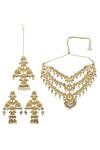 Buy_Auraa Trends_Gold Plated Pearls, Stones, Beads Kundan Layered Necklace Set_at_Aza_Fashions