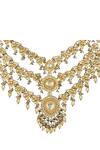 Shop_Auraa Trends_Gold Plated Pearls, Stones, Beads Kundan Layered Necklace Set_Online_at_Aza_Fashions