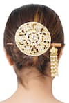 Buy_Auraa Trends_Gold Plated Pearls Hair Bun Cage With Stick_at_Aza_Fashions