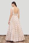 Shop_Neha Khullar_Pink Organza, Georgette, Chanderi Silk V Neck Embroidered Lehenga Set _at_Aza_Fashions
