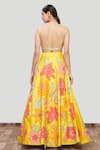 Shop_Neha Khullar_Yellow Silk Embroidery Leaf Neck Appliqu Lehenga Set _at_Aza_Fashions