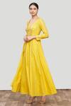 Buy_Neha Khullar_Yellow Chanderi Silk, Organza Sequins, Embroidery Anarkali And Pant Set_Online_at_Aza_Fashions