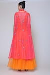 Shop_Preeti S Kapoor_Orange Organza, Dupion Cape Open Corset Sweetheart Embroidered And Gharara Set _at_Aza_Fashions