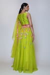 Preeti S Kapoor_Green Dupion Embroidery V Neck Lehenga Set _Online_at_Aza_Fashions