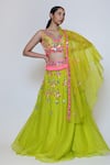 Buy_Preeti S Kapoor_Green Dupion Embroidery V Neck Lehenga Set _Online_at_Aza_Fashions