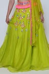 Shop_Preeti S Kapoor_Green Dupion Embroidery V Neck Lehenga Set _Online_at_Aza_Fashions