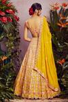 Shop_Aneesh Agarwaal_Yellow Soft Organza Lining Shantoon V Neck Bridal Lehenga Set _at_Aza_Fashions
