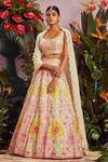 Aneesh Agarwaal_White Soft Organza Lining Shantoon U Neck Bridal Lehenga Set _Online_at_Aza_Fashions