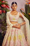 Buy_Aneesh Agarwaal_White Soft Organza Lining Shantoon U Neck Bridal Lehenga Set _Online_at_Aza_Fashions