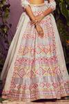Buy_Aneesh Agarwaal_Grey Soft Organza Lining Shantoon V Neck Bridal Lehenga Set _Online_at_Aza_Fashions