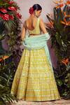 Shop_Aneesh Agarwaal_Yellow Soft Organza Lining Shantoon V Neck Bridal Lehenga Set _at_Aza_Fashions