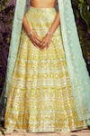 Shop_Aneesh Agarwaal_Yellow Soft Organza Lining Shantoon V Neck Bridal Lehenga Set _Online_at_Aza_Fashions