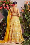 Shop_Aneesh Agarwaal_Yellow Soft Organza Lining Shantoon Embroidery Square Neck Bridal Lehenga Set _at_Aza_Fashions