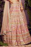 Buy_Aneesh Agarwaal_Beige Soft Organza Lining Shantoon V Neck Bridal Lehenga Set _Online_at_Aza_Fashions