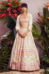 Aneesh Agarwaal_White Soft Organza Lining Shantoon U Neck Bridal Lehenga Set _Online_at_Aza_Fashions