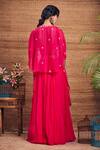 Shop_Aneesh Agarwaal_Pink Soft Organza V Neck Cape And Skirt Set _at_Aza_Fashions