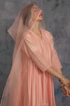 Charkhee_Peach Kurta Chanderi And Cotton Pant Cotton Dupatta Cutwork Kalidar Set _at_Aza_Fashions