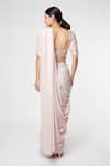 Shop_Masumi Mewawalla_Pink Silk Embroidery Square Neck Saree With Blouse  _at_Aza_Fashions