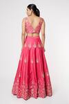 Shop_Masumi Mewawalla_Pink Silk Embroidery V Neck Lehenga Set _at_Aza_Fashions