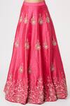 Buy_Masumi Mewawalla_Pink Silk Embroidery V Neck Lehenga Set _Online_at_Aza_Fashions