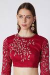 Buy_Masumi Mewawalla_Red Raw Silk Embroidery Round Saree With Blouse  _Online_at_Aza_Fashions