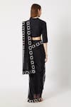 Shop_Masumi Mewawalla_Black Raw Silk Embroidery V Neck Pant Saree With Blouse _at_Aza_Fashions