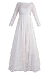 Masumi Mewawalla_White Raw Silk Embroidery Boat Layered Anarkali  _Online_at_Aza_Fashions