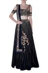 Buy_Masumi Mewawalla_Blue Raw Silk Embroidery Scoop Neck Lehenga Set _at_Aza_Fashions