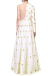 Shop_Masumi Mewawalla_White Silk Embroidered Round Asymmetric Cutout Gown  _at_Aza_Fashions