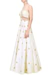 Masumi Mewawalla_White Silk Embroidered Round Asymmetric Cutout Gown  _Online_at_Aza_Fashions