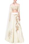 Buy_Masumi Mewawalla_White Silk Embroidery Sweetheart Neck Drape Lehenga Set _at_Aza_Fashions