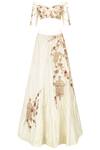 Shop_Masumi Mewawalla_White Silk Embroidery Sweetheart Neck Drape Lehenga Set _Online_at_Aza_Fashions