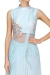 Buy_Masumi Mewawalla_Blue Organza Embellished Round Asymmetric Top And Dhoti Pant Set  _Online_at_Aza_Fashions