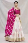 Buy_Kunwarani Ritu_White Cotton Scoop Neck Floral Motif Lehenga Set _at_Aza_Fashions