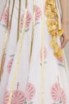 Kunwarani Ritu_White Cotton Scoop Neck Floral Motif Lehenga Set _at_Aza_Fashions