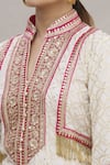 Kunwarani Ritu_White Georgette Embroidery Mandarin Collar Kurta And Pant Set  _at_Aza_Fashions