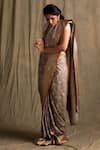 Priyanka Raajiv_Grey Banarasi Silk Saree _Online_at_Aza_Fashions