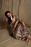 Buy_Priyanka Raajiv_Grey Banarasi Silk Saree _Online_at_Aza_Fashions